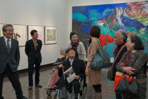 左上葛明広氏　車椅子の小柴ご夫妻