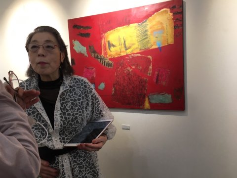 ストップ　ザ　ワー　と私。二度目のご来場のアーティスト響子さん撮影