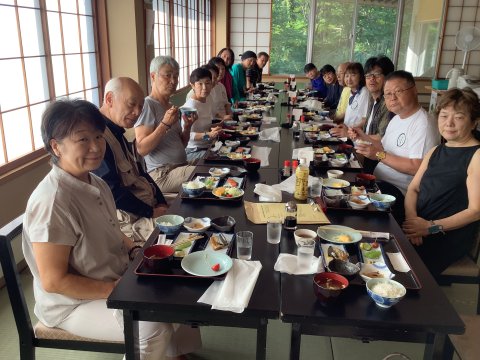 8月３日の朝食　かっぱ村民の参加者